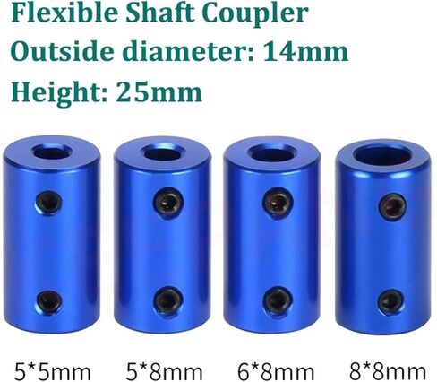 2pcs D14 L25 Aluminum Flexible Coupling Bore 5mm 6mm 8mm Flexible Shaft Coupler Stepper Motor Flexible Shaft Coupler(8x8x25mm) in Kuwait