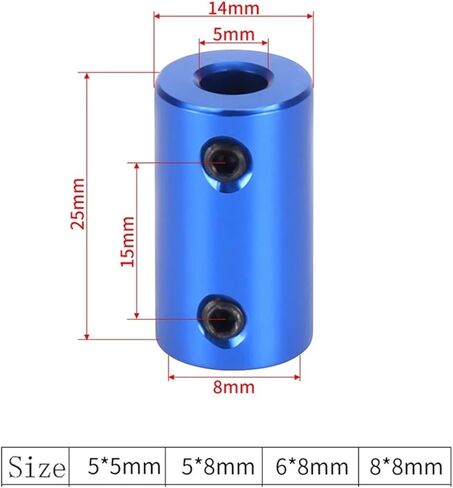 2pcs D14 L25 Aluminum Flexible Coupling Bore 5mm 6mm 8mm Flexible Shaft Coupler Stepper Motor Flexible Shaft Coupler(8x8x25mm) in Kuwait
