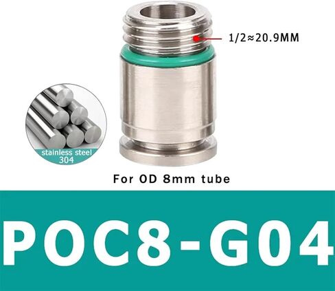 10pcs 304 Stainless Steel Pneumatic Coupling Quick Connector POC-G 4 6 8 10 12mm External Thread Inner Hexagon Fitting(BXG-POC4-G01) in Saudi Arabia