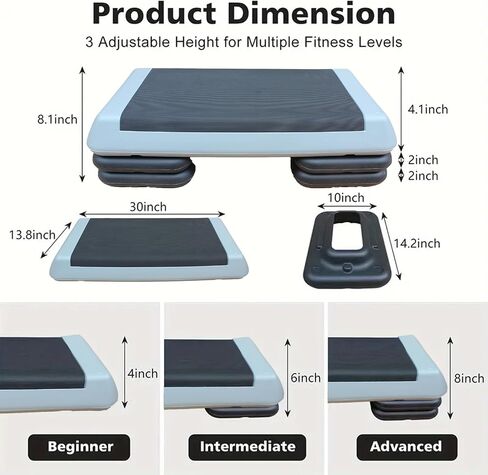Adjustable Workout Aerobic Exercise Step Platform, Fitness & Exercise Step Platform with 2/4 Stackable Risers for Home Gym Cardio Training(Grey/Red) in Saudi Arabia