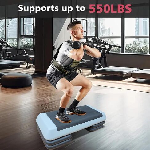 Adjustable Workout Aerobic Exercise Step Platform, Fitness & Exercise Step Platform with 2/4 Stackable Risers for Home Gym Cardio Training(Grey/Red) in Saudi Arabia