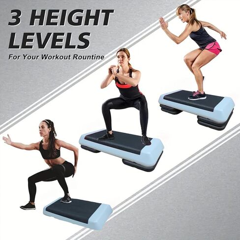 Adjustable Workout Aerobic Exercise Step Platform, Fitness & Exercise Step Platform with 2/4 Stackable Risers for Home Gym Cardio Training(Grey/Red) in Saudi Arabia