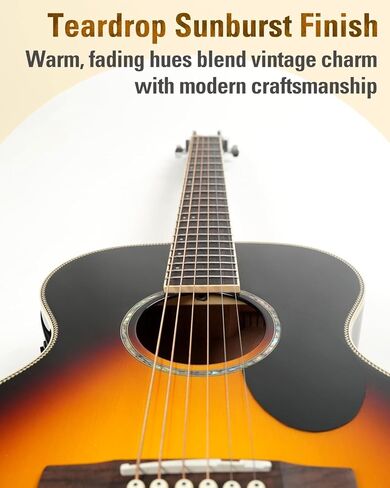 Sigma 36.5 "الغيتار الكهربائي الصوتي ، OM Junior ، Name Brand Exp16 Strings ، Top Top ، Black Gloss ، Sapele/Mahogany Back & Sides ، Right (8omje) in Saudi Arabia