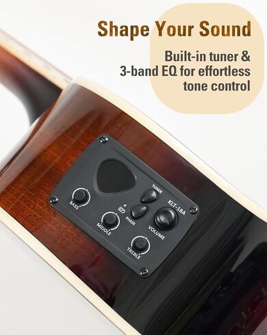 Sigma 36.5 "الغيتار الكهربائي الصوتي ، OM Junior ، Name Brand Exp16 Strings ، Top Top ، Black Gloss ، Sapele/Mahogany Back & Sides ، Right (8omje) in Saudi Arabia