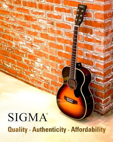 Sigma 36.5 "الغيتار الكهربائي الصوتي ، OM Junior ، Name Brand Exp16 Strings ، Top Top ، Black Gloss ، Sapele/Mahogany Back & Sides ، Right (8omje) in Saudi Arabia