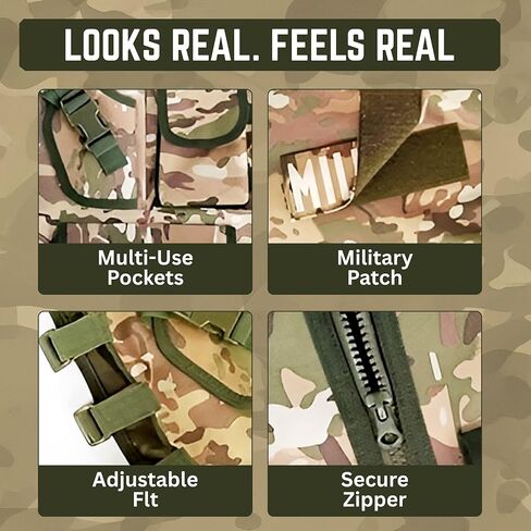 Liberty Imports Kids Army Soldier Military Combat Marines Desert Camo Halloween Costume, Deluxe Dress Up Cosplay Role Play Set with Helmet, Monocular, Toy Guns, Accessories (11 Pcs) in Saudi Arabia