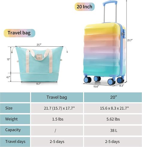 Merax 3 Piece Expandable ABS Hardshell Luggage Sets Spinner Wheel Suitcase TSA Lock Suit Case, Light Blue, 20/24/28 Inch in Kuwait