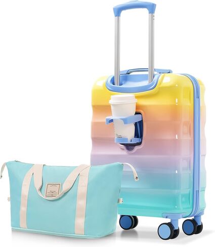 Merax 3 Piece Expandable ABS Hardshell Luggage Sets Spinner Wheel Suitcase TSA Lock Suit Case, Light Blue, 20/24/28 Inch in Kuwait
