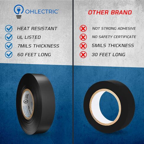 OHLECTRIC Professional Grade Vinyl Electrical Tape (1 Pack) Purple - 7 Mil Thick Flame-Retardant, Heat & Weather Resistant 3/4 Inch x 60 Feet | Ideal for Contractors & Electricians in Saudi Arabia