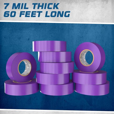 OHLECTRIC Professional Grade Vinyl Electrical Tape (1 Pack) Purple - 7 Mil Thick Flame-Retardant, Heat & Weather Resistant 3/4 Inch x 60 Feet | Ideal for Contractors & Electricians in Saudi Arabia