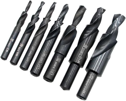 Step Drill Bit Set, HSS Counterbore Spiral Step Drill Bit, 90 & 180 Degrees, for Metal Drilling & Chamfering(M8*180 Degree) in Saudi Arabia