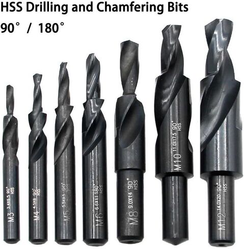 Step Drill Bit Set, HSS Counterbore Spiral Step Drill Bit, 90 & 180 Degrees, for Metal Drilling & Chamfering(M8*180 Degree) in Saudi Arabia