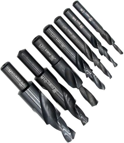 Step Drill Bit Set, HSS Counterbore Spiral Step Drill Bit, 90 & 180 Degrees, for Metal Drilling & Chamfering(M8*180 Degree) in Saudi Arabia