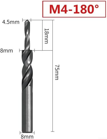 Step Drill Bit Set, HSS Counterbore Spiral Step Drill Bit, 90 & 180 Degrees, for Metal Drilling & Chamfering(M8*180 Degree) in Saudi Arabia