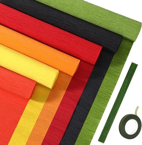 Gersoniel 57 Pcs Crepe Paper Flower DIY Kits 6 Rolls 35g Crepe Paper Sheets 50 Pcs Floral Iron Wire 10 Inch x 8 Feet 1 Roll 50 Meter for Birthday Party Wedding(Pink Series, Green) in Saudi Arabia