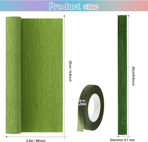 Gersoniel 57 Pcs Crepe Paper Flower DIY Kits 6 Rolls 35g Crepe Paper Sheets 50 Pcs Floral Iron Wire 10 Inch x 8 Feet 1 Roll 50 Meter for Birthday Party Wedding(Pink Series, Green) in Saudi Arabia