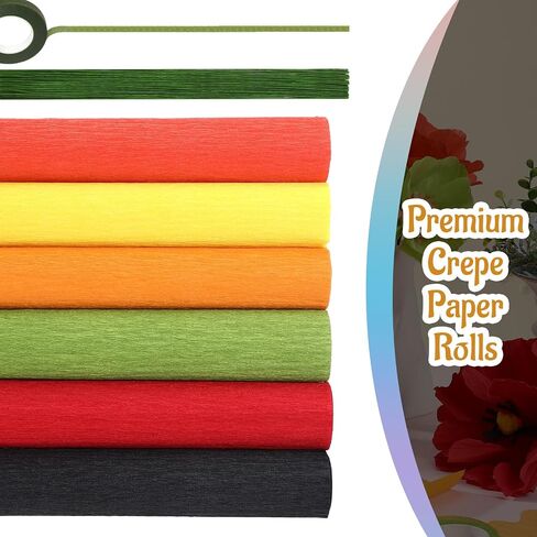 Gersoniel 57 Pcs Crepe Paper Flower DIY Kits 6 Rolls 35g Crepe Paper Sheets 50 Pcs Floral Iron Wire 10 Inch x 8 Feet 1 Roll 50 Meter for Birthday Party Wedding(Pink Series, Green) in Saudi Arabia