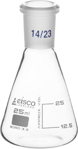 قارورة Eisco Erlenmeyer ، 25 مل - 14/23 مفصل ، قابلة للتبديل - الزجاج البورسليت - الشكل المخروطي ، الرقبة الضيقة in Saudi Arabia