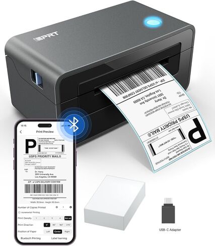 iDPRT Shipping Label Printer 4x6 Bluetooth Thermal Label Printer for Small Business and Shipping Package, Support Android, iPhone, Windows, macOS, Widely Used for Amazon, Shopify, Ebay (Renewed) in Saudi Arabia