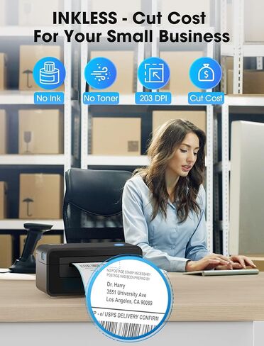 iDPRT Shipping Label Printer 4x6 Bluetooth Thermal Label Printer for Small Business and Shipping Package, Support Android, iPhone, Windows, macOS, Widely Used for Amazon, Shopify, Ebay (Renewed) in Saudi Arabia