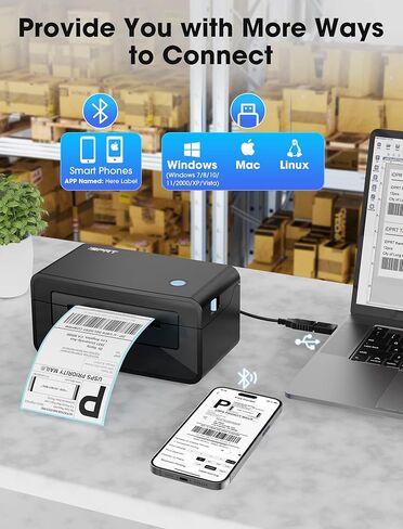 iDPRT Shipping Label Printer 4x6 Bluetooth Thermal Label Printer for Small Business and Shipping Package, Support Android, iPhone, Windows, macOS, Widely Used for Amazon, Shopify, Ebay (Renewed) in Saudi Arabia