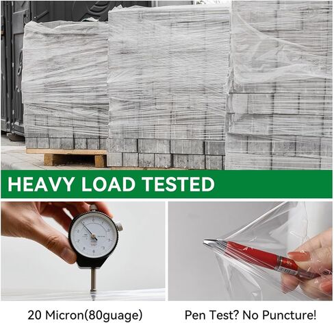 80 Gauge Stretch Wrap Film - 5 "× 1200 '(12 لفائف) - غلاف بلاستيكي شاق للتحرك والتعبئة والشحن والاستقرار البليت بنسبة 600 ٪ in Kuwait