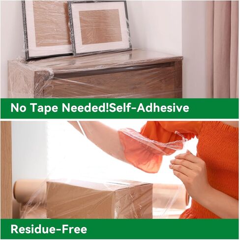 80 Gauge Stretch Wrap Film - 5 "× 1200 '(12 لفائف) - غلاف بلاستيكي شاق للتحرك والتعبئة والشحن والاستقرار البليت بنسبة 600 ٪ in Kuwait