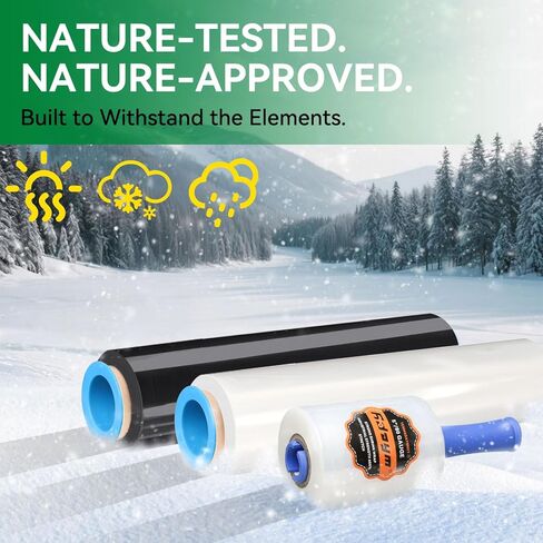 80 Gauge Stretch Wrap Film - 5 "× 1200 '(12 لفائف) - غلاف بلاستيكي شاق للتحرك والتعبئة والشحن والاستقرار البليت بنسبة 600 ٪ in Kuwait