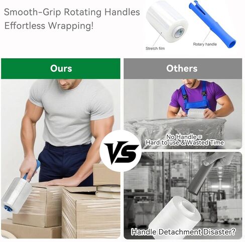 80 Gauge Stretch Wrap Film - 5 "× 1200 '(12 لفائف) - غلاف بلاستيكي شاق للتحرك والتعبئة والشحن والاستقرار البليت بنسبة 600 ٪ in Kuwait