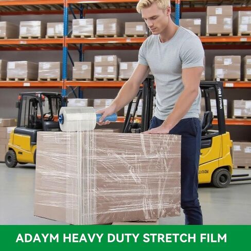 80 Gauge Stretch Wrap Film - 5 "× 1200 '(12 لفائف) - غلاف بلاستيكي شاق للتحرك والتعبئة والشحن والاستقرار البليت بنسبة 600 ٪ in Kuwait