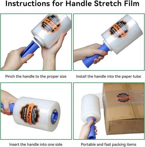 80 Gauge Stretch Wrap Film - 5 "× 1200 '(12 لفائف) - غلاف بلاستيكي شاق للتحرك والتعبئة والشحن والاستقرار البليت بنسبة 600 ٪ in Kuwait