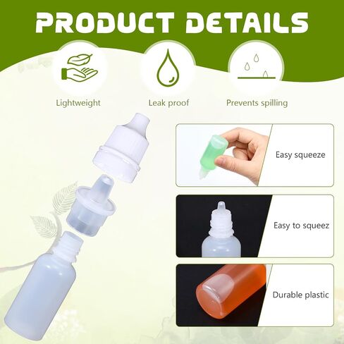 50 Pcs Plastic Dropper Bottles Squeezable Eye Liquid Dropper with Caps and Plug for Oil Eye Liquid Storage (10 ml) in Saudi Arabia