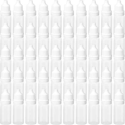 50 Pcs Plastic Dropper Bottles Squeezable Eye Liquid Dropper with Caps and Plug for Oil Eye Liquid Storage (10 ml) in Saudi Arabia