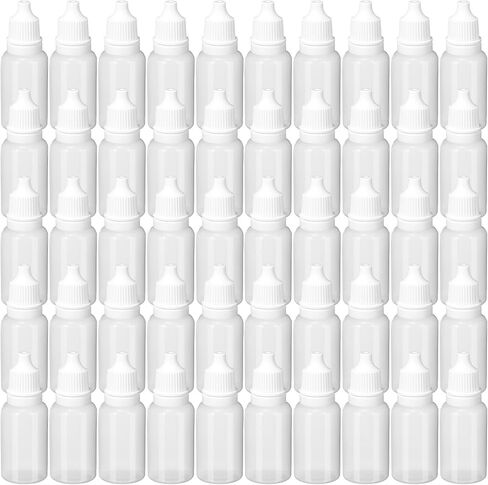 50 Pcs Plastic Dropper Bottles Squeezable Eye Liquid Dropper with Caps and Plug for Oil Eye Liquid Storage (10 ml) in Saudi Arabia