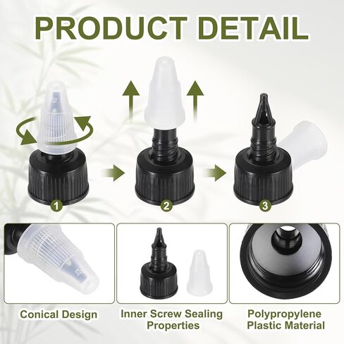 UXCELL 48 PCS TOWSIT TOP CAPS ، 20/410 Plastic Squote Bottle Bottion Caps for Glue Distensing Bottles Distensing Caps Paint Bottles (White) in Saudi Arabia
