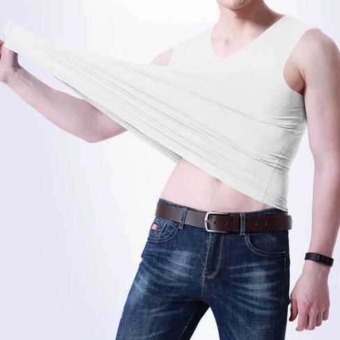 Stretchy Tank Top Men Solid Color Sleeveless V Neck Slim Fit Seamless Undershirts Summer Workout Athletic Shirts Tops in Saudi Arabia