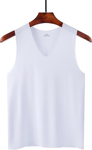 Stretchy Tank Top Men Solid Color Sleeveless V Neck Slim Fit Seamless Undershirts Summer Workout Athletic Shirts Tops in Saudi Arabia