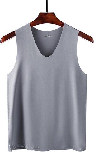 Stretchy Tank Top Men Solid Color Sleeveless V Neck Slim Fit Seamless Undershirts Summer Workout Athletic Shirts Tops in Saudi Arabia