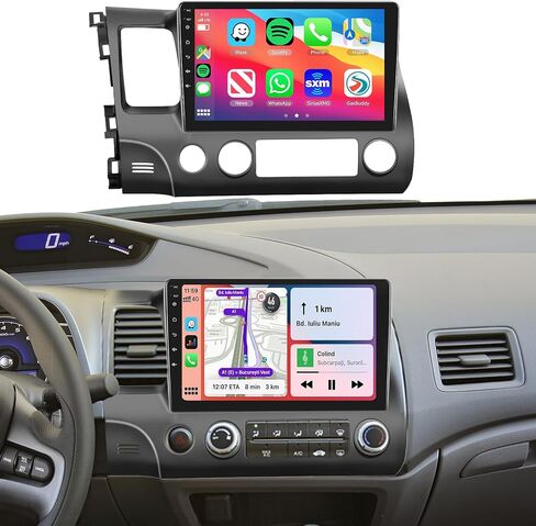 8Core 4GB+64GB,for Honda Civic 2006-2011 Car Stereo Radio with Snapdragon Chip 10.1 Inch 1280x720 IPS Touchscreen Wireless Carplay/Android Auto 5.1BT DSP Hi-Res 5/6GhzWiFi GPS FM/RDS SWC Camera in Kuwait