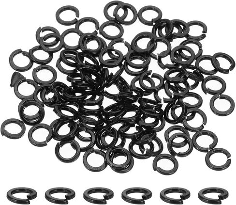 Meccanixity M8 Spring Lock Washer ، 304 غسالات قفل تقسيم الفولاذ المقاوم للصدأ للمسامير البراغي سيارات البناء حزمة سوداء من 50 in Saudi Arabia