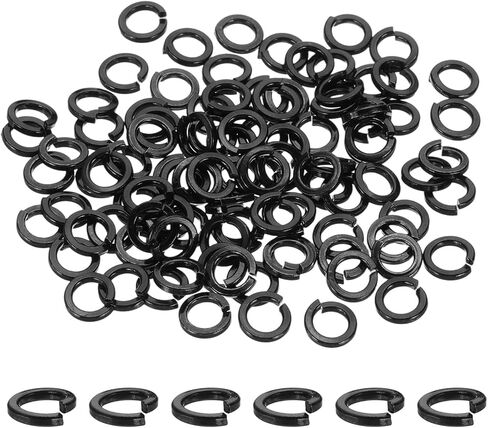 Meccanixity M8 Spring Lock Washer ، 304 غسالات قفل تقسيم الفولاذ المقاوم للصدأ للمسامير البراغي سيارات البناء حزمة سوداء من 50 in Kuwait