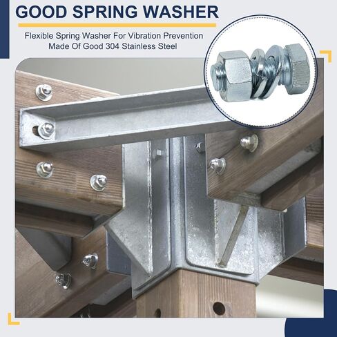 Meccanixity M8 Spring Lock Washer ، 304 غسالات قفل تقسيم الفولاذ المقاوم للصدأ للمسامير البراغي سيارات البناء حزمة سوداء من 50 in Kuwait