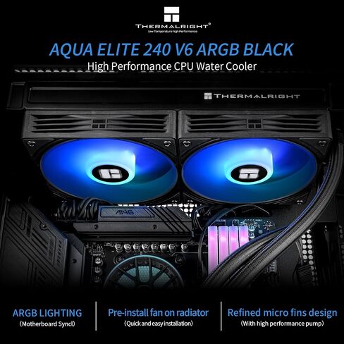 Thermalright Aqua Elite 240 V6 ARGB White-CPU Liquid Cooler, Efficient PWM Controlled Pump,for AM4/AM5,Intel LGA1150/1151/1200/2011/1851/1700,Integrated Water-Cooled Radiator-White in Saudi Arabia
