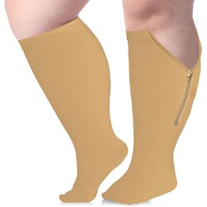 Zipper Plus Size Compression Socks for Women Men Wide Calf, 15 mmHg Knee High Graduated Support for Circulation in Saudi Arabia