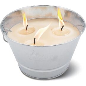 TIKI® Brand 28 Ounce Citronella Wax Candle Metal Triple Wick Bucket Silver, 1412112 in Kuwait