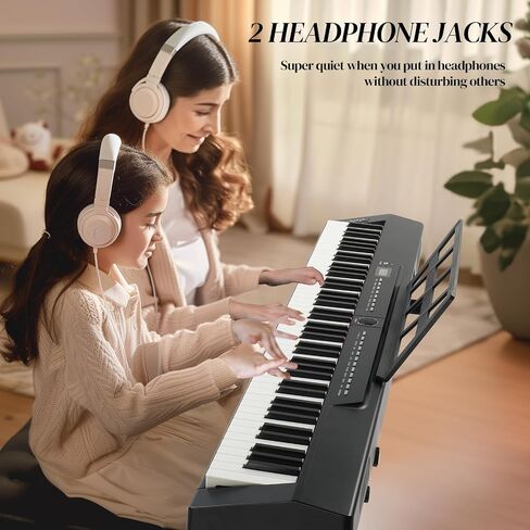 Ktaxon 88 Key Piano Keyboard Piano شبه مرفأية ، بيانو لوحة مفاتيح محمولة مع حامل بيانو مستقر ، حقيبة حمل محمولة ، مقابس سماعات رأس ، بلوتوث ، ميدي ، 200 إيقاعات و 200 نون (أسود) in Kuwait