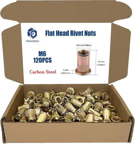 80pcs M8 × 1.25 صواميل برشام ، مصنوعة من الصلب الكربوني مع النهاية المطلية بالزنك ، ويتميز برأس مسطح وعقدة صامتة ملولبة ملولبة in Kuwait