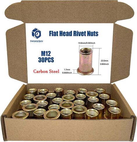 80pcs M8 × 1.25 صواميل برشام ، مصنوعة من الصلب الكربوني مع النهاية المطلية بالزنك ، ويتميز برأس مسطح وعقدة صامتة ملولبة ملولبة in Kuwait