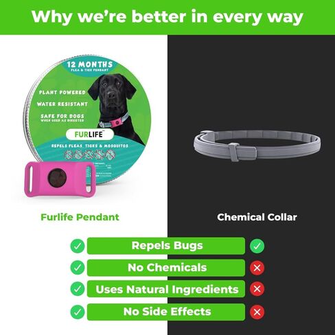 FurLife Green Dog Tag, Flea and Tick Prevention for Dogs - Waterproof Pendant for Collar, Safe for All Breeds in Saudi Arabia