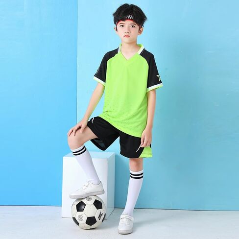 Children's soccer jerseys for boys and girls breathable short-sleeved shorts soccer jerseys training uniforms quick-drying in Kuwait